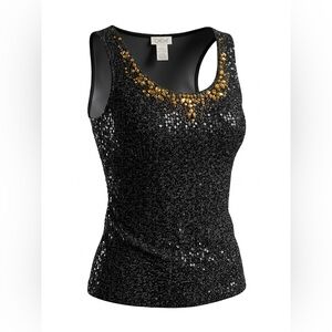 Elegant Cache Black and Gold Embellished